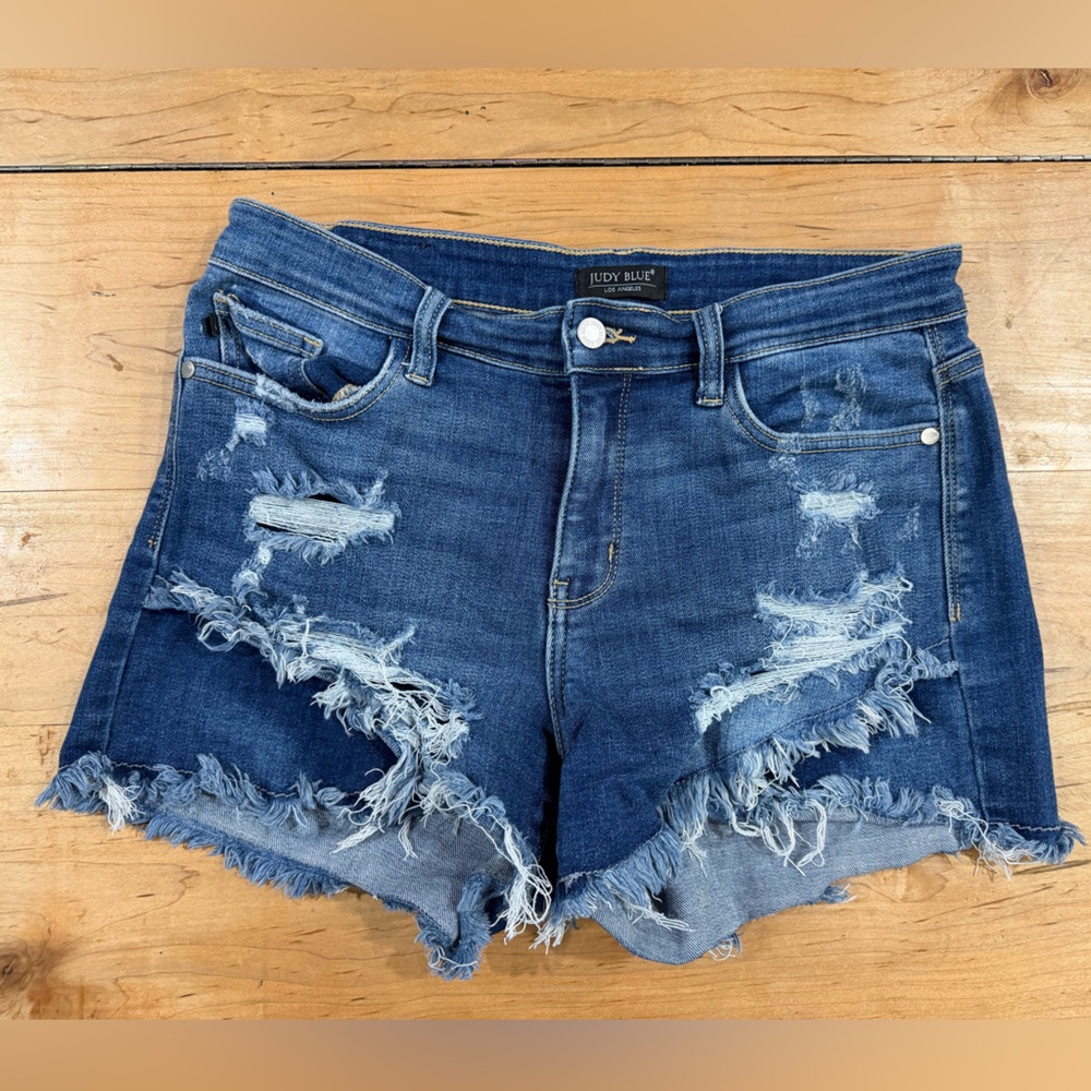 Judy Blue Dark Blue Distressed Jean Shorts